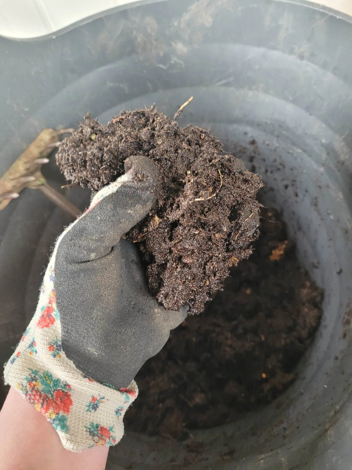 När jorden är färdig blir den som klassisk geggamoja man lekte med som liten i sandlådan. Fuktig men inte så blöt att det droppar om jorden när du grejar med den. OM den blir för blöt får du fylla med mer jord.